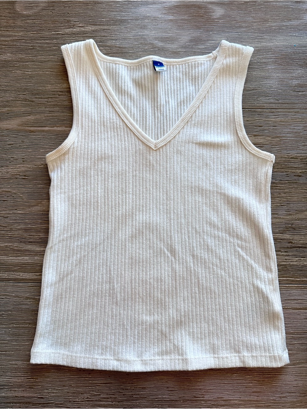 Old Navy Cream Ribbed V-Neck Tank